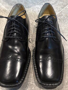Stacy Adams Black Cap Toe Derby Dress Shoes 10.5M